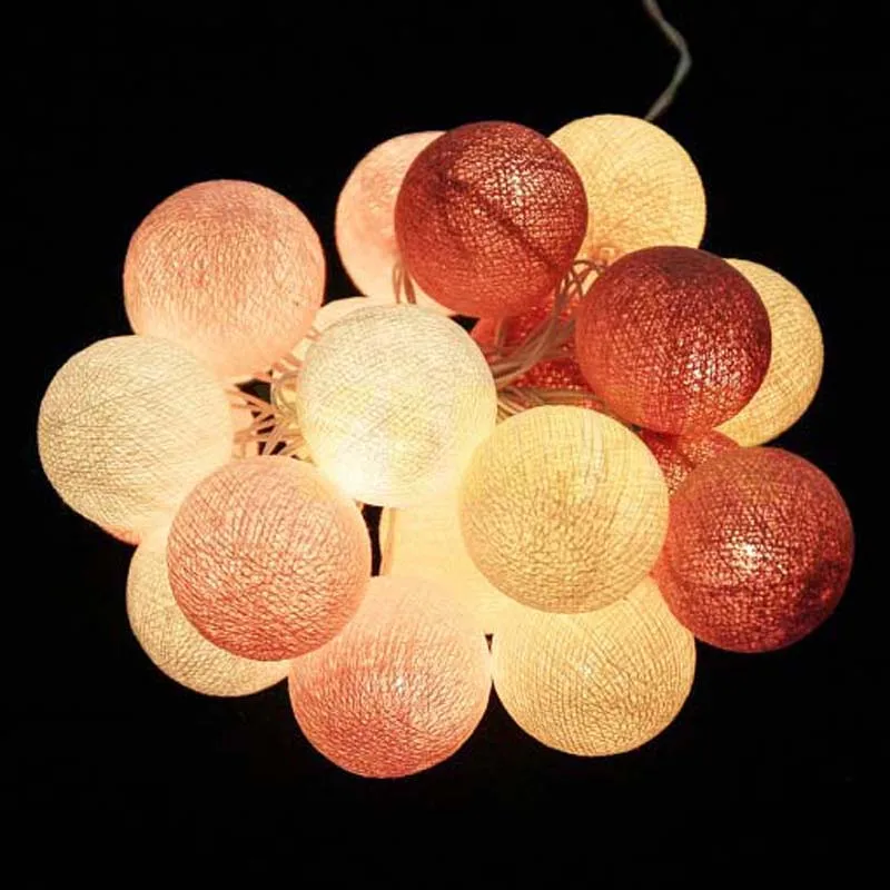 10m White Light Pink Creamy Brown Cotton Ball Led String Fairy Cotton Ball Led String Fairy