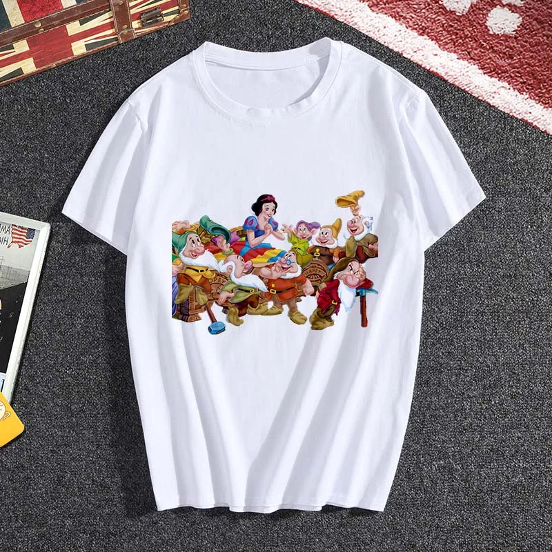 Летняя новая футболка для женщин с принтом «Семь гномов», милая Футболка Harajuku, модная повседневная женская футболка kawaii, топы, одежда - Color: YH-1665