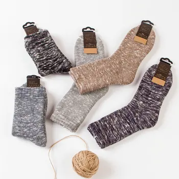 

Autumn and winter new warm and velvet pull hair retro breathable cotton thickening men's tube terry socks