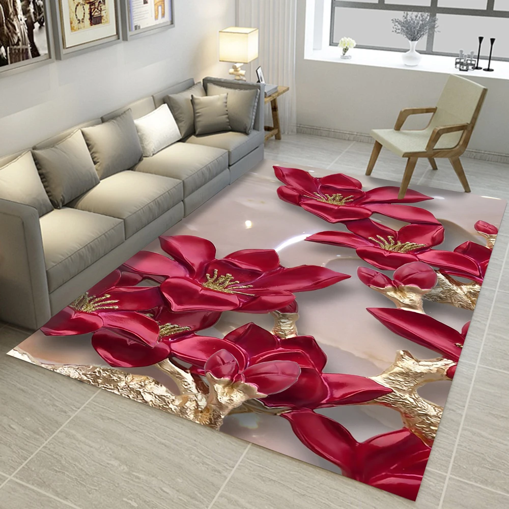 

2000mm x 3000mm Rectangular Rugs 3D Carpets Living Room Lotus Flower Rug Sofa Coffee Table Mat Bedroom Yoga Pad Study Door Mat