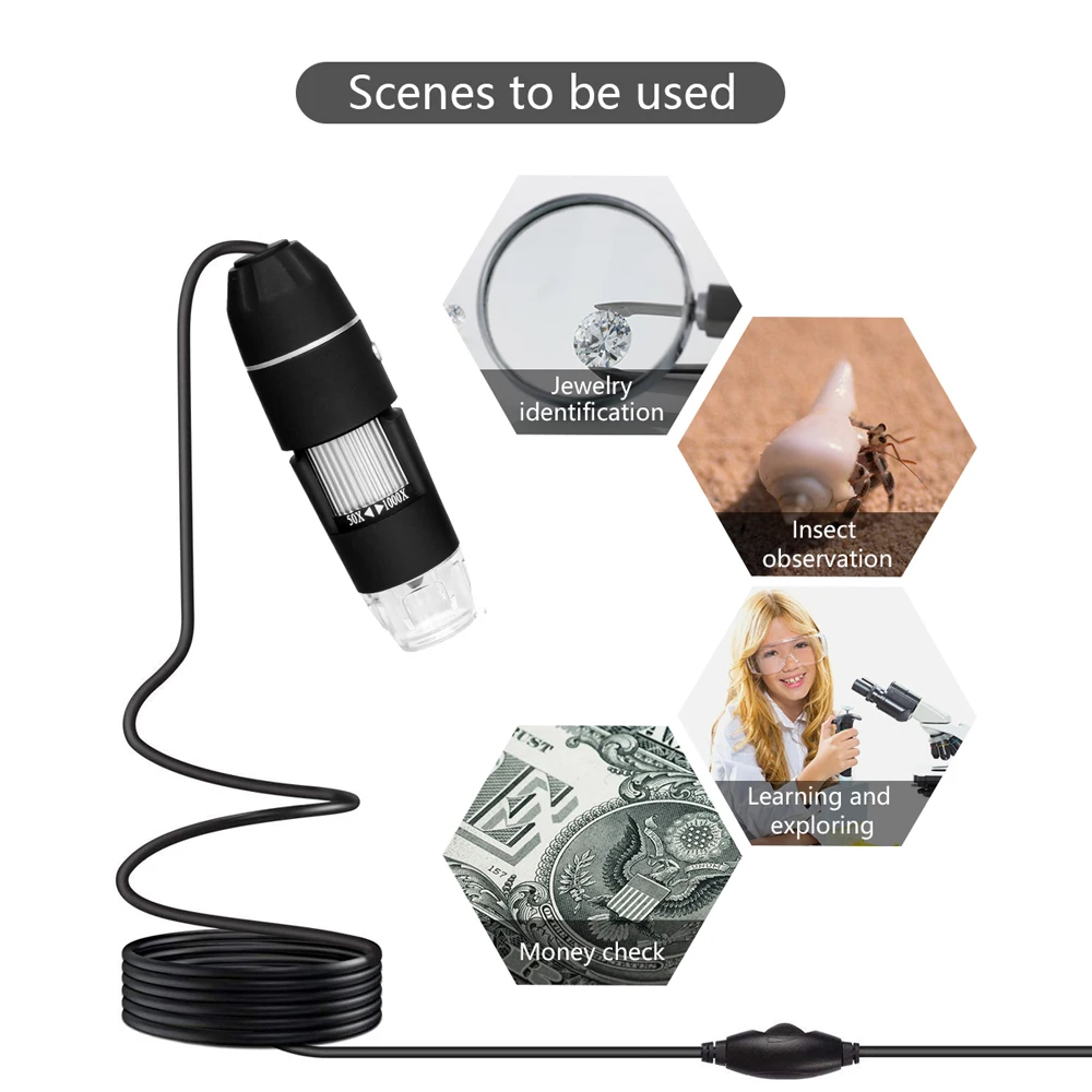 Портативный 8 светодиодный USB Цифровые микроскопы 550-1000X 50-500X эндоскоп Камера