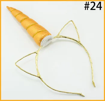 

free shipping 32pcs Unicorn Headbands for Dance Party Handmade Gold Covered Hairbands Girls Hair Accessories