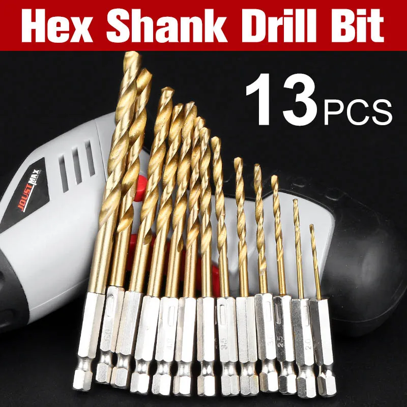 

1/4" Hex Shank Drill Bit Set Drill Bits13pcs 1.5-6.5mm Hexagonal Screw Drills Power Tools Woodworking Tools High Speed Steel