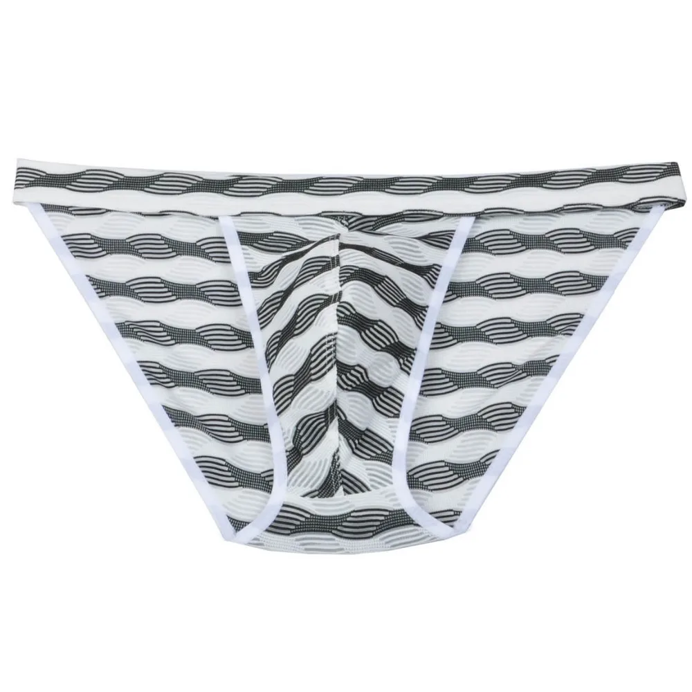 Ropa interior Sexy para hombre, Bikini de nailon elástico, a rayas, a