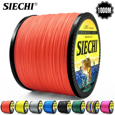 Linha de Pesca Siechi Fios Carpa Pesca Fio Trançado pe Cabo 9 Cores Peche Multifilamento Forte 20-88lb 1000m 8