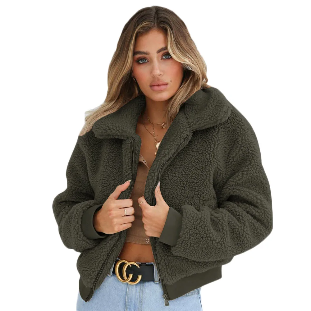YJSFG HOUSE Womens Winter Warm Jackets Faux Fur Pocket Fluffy Coats