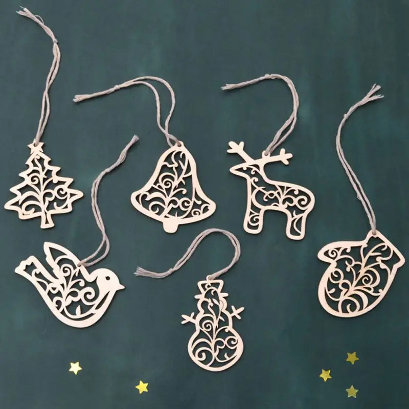 

Wooden Hollow Christmas Tree Heart With Bell Crafts Christmas Decorations Ornament Hanging Pendant Outdoor Christmas Decorations