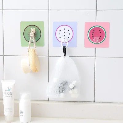 10pcs/lot Fruit nail-free seamless strong glue door hooks Kitchen bathroom wall multi-purpose hooks