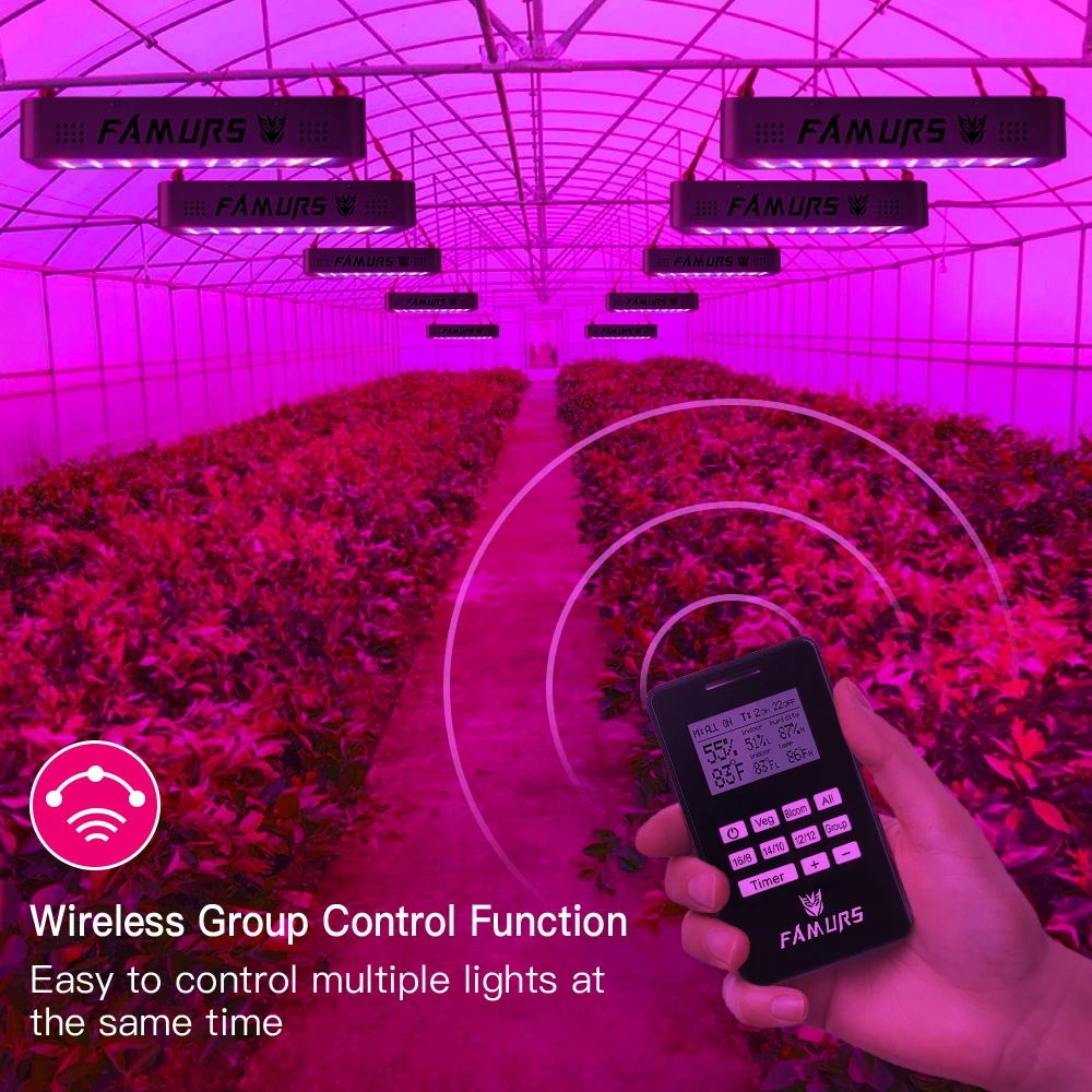 Famurs led grow light 2 шт. 1000 Вт полный спектр Veg/Цветение таймер группа дистанционное