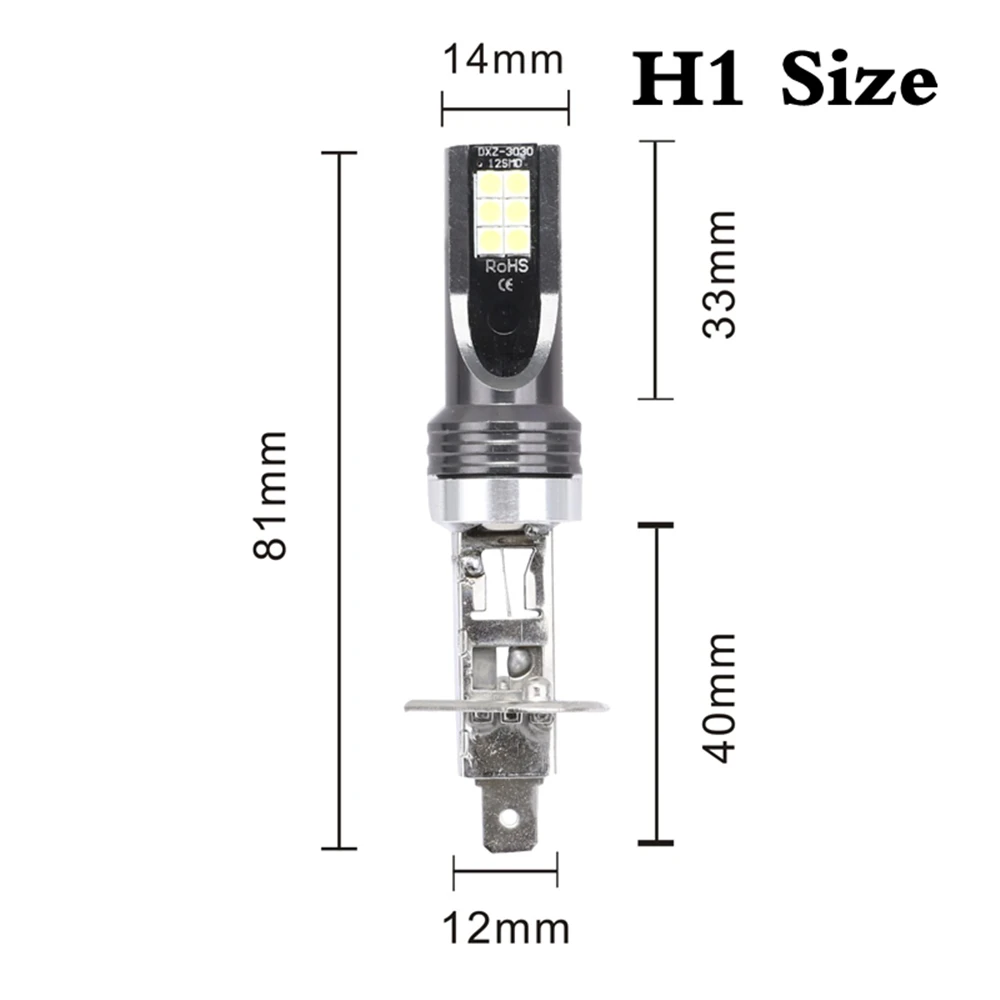 CJXMX 2 шт. H1 H3 Светодиодный светильник 12SMD 3030 1500LM супер яркий светодиодный