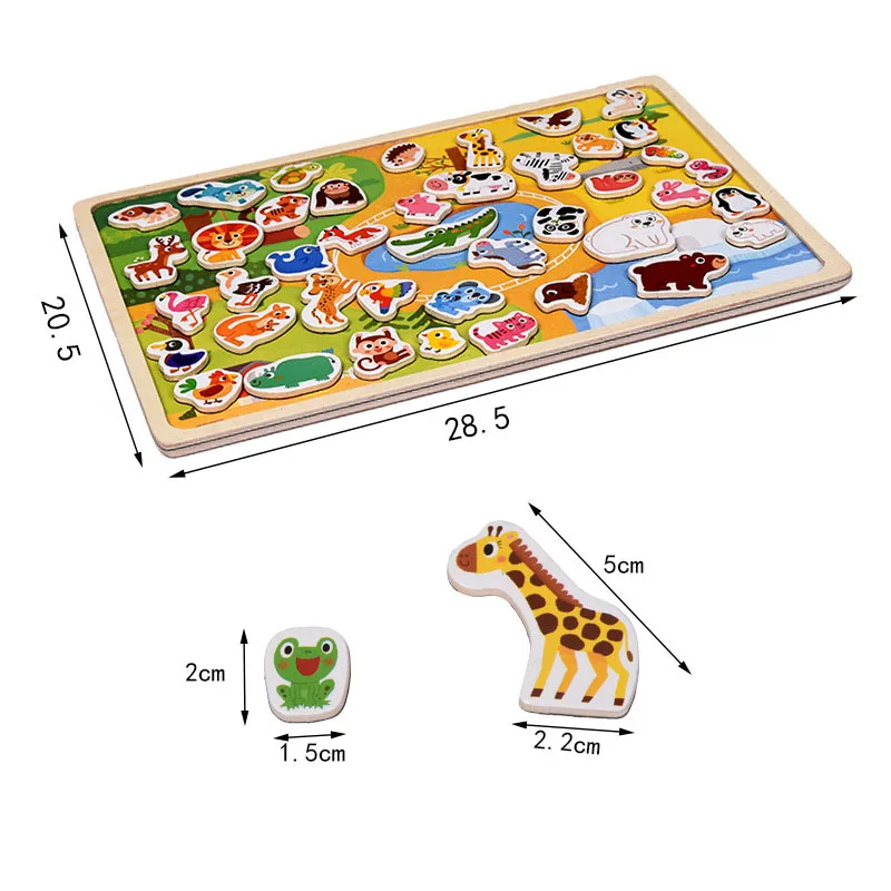 Educational Early Learning Magnetic Puzzle Kids Wooden Toys For Children 3d Puzzle Animal-traffic Scenes Intelligence Juguetes