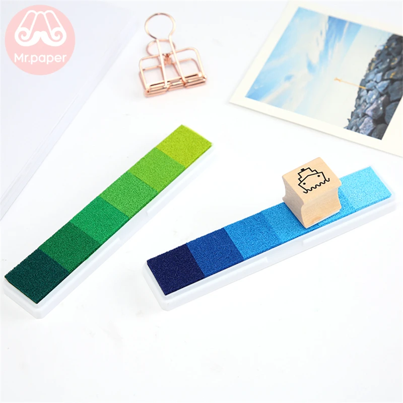 Mr Paper 6 Colors Gradual Change Colorful Long Inkpad Handmade DIY Craft Oil Based Inkpad Rubber Stamp Paper Scrapbooking Inkpad 5 Mr Paper 6 Colors Gradual Change Colorful Long Inkpad Handmade DIY Craft Oil Based Inkpad Rubber Stamp Paper Scrapbooking Inkpad 5