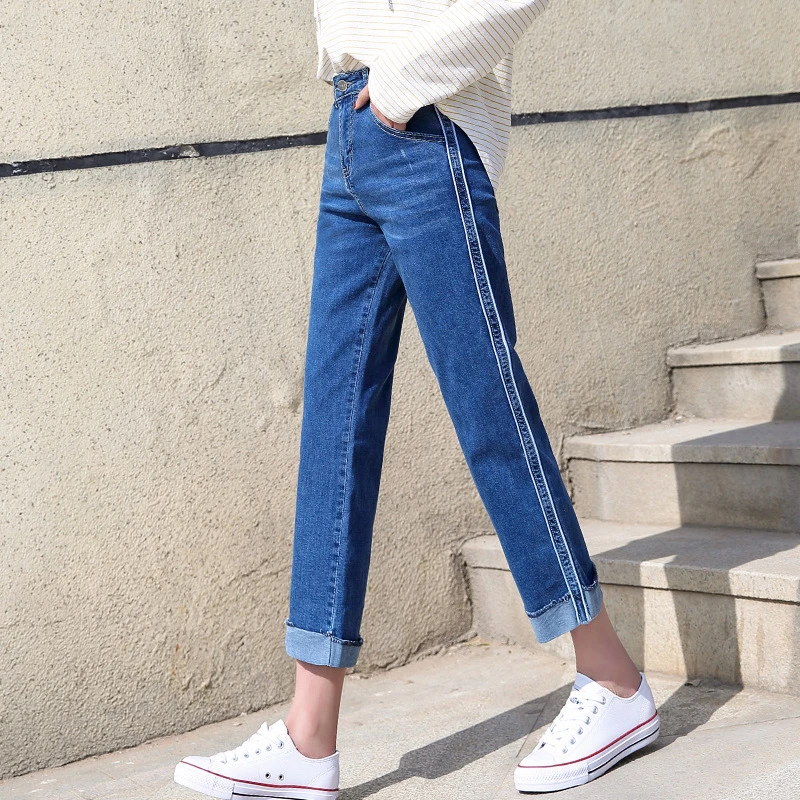 vintage striped mom jeans