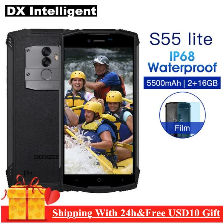 DOOGEE S55 lite 4G 5 дюйма IP68 Водонепроницаемый мобильного телефона Android 8 1 MTK6739 4 ядра 2 ГБ +