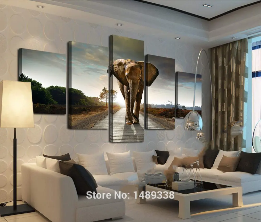 5 Panel Elephant Painting Wall Art Picture Home Decoration Living 5 Panel Elephant Painting Wall Art Picture Home Decoration Living Room Print Modern Canvas Prints Framed 463 In Calligraphy From