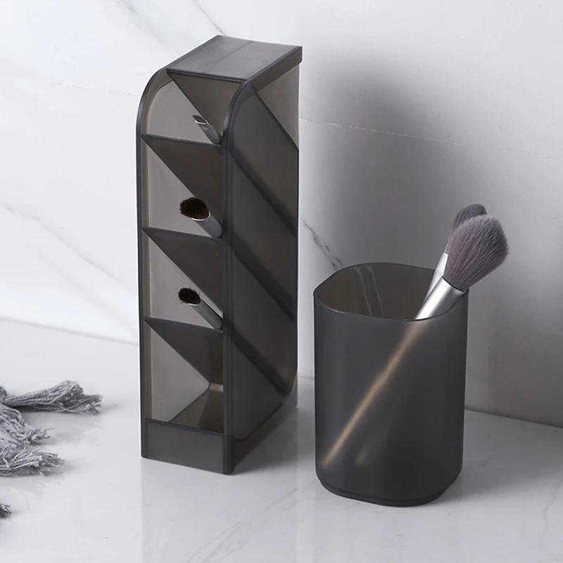

2PCs Set Nordic Cosmetic Storage Box Desktop Makeup Lipstick Brush Pen Office Holder Kitchen Spoon Fork Sundries Organizer