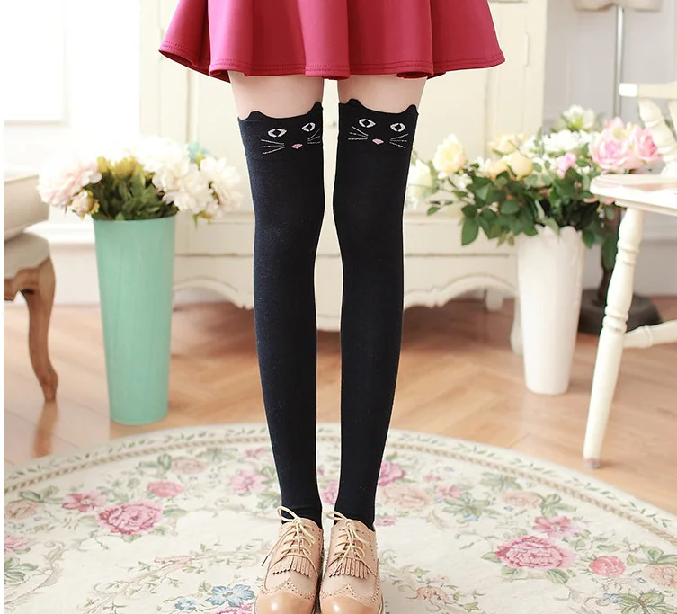 

1 Pair Women Lady Girls Favorite Cute 3D Cartoon Animal Cat Bear Face Thigh Stockings Funky Over Knee High Socks