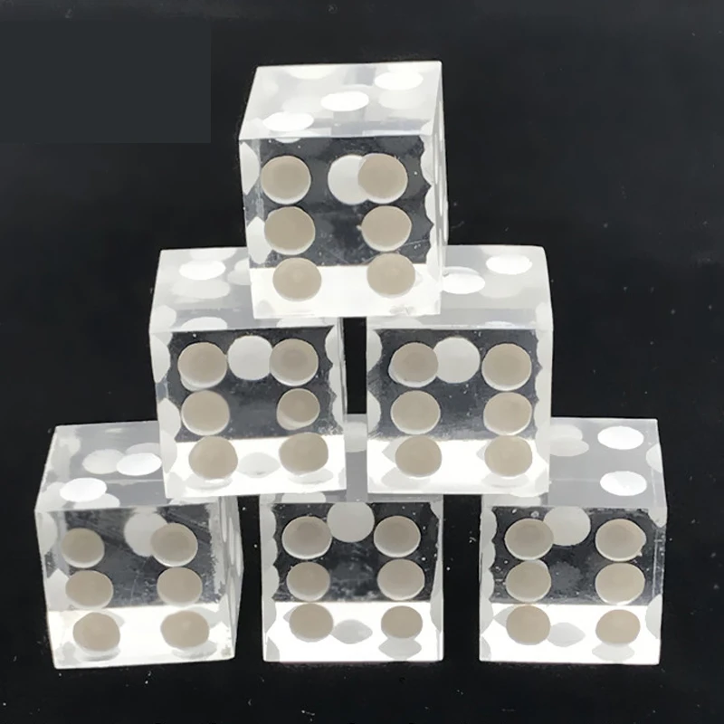 

5Pcs/set Acrylic Crystal Transparent Digital Dice Mirror Right Angle Large Size 19mm Dice with Razor Edge