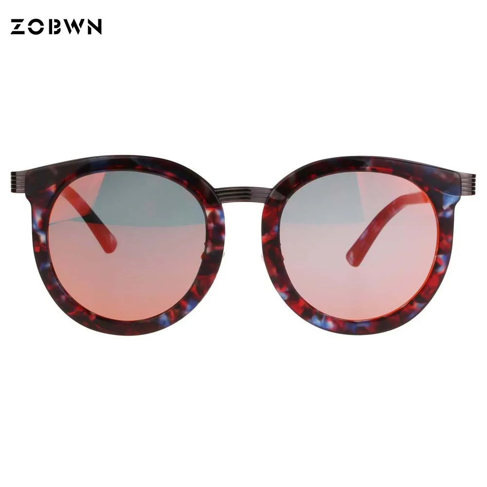 

Ladies Square Round Sunglasses Women gold film blue film Sun Glasses acetate front metal temples sol Woman Frame Eyewear Female