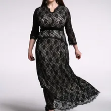 Модное кружевное длинное платье 3/4 рукава одежда высокого качества для Для женщин джилбаба Djellaba Винтаж Solid Robe платье 3058