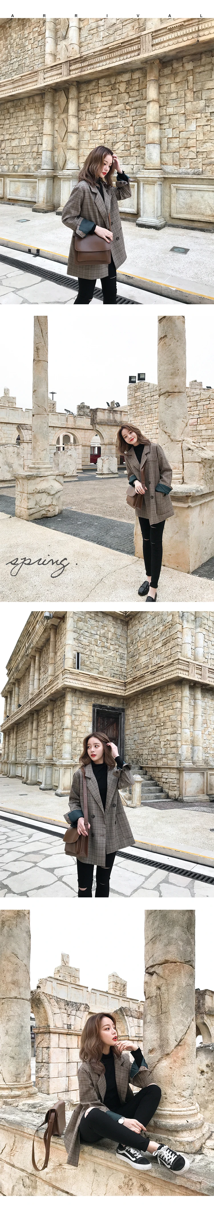 Women Autumn Jacket Coat Plaid Wool Coats Outwear Jackets Korean Female Clothing Wool Button Jacket 2018 Women Clothes AS042 (7)