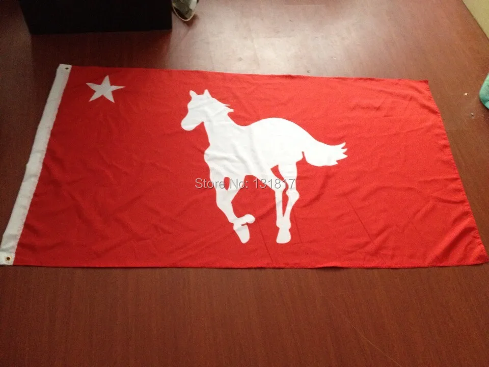 2014 new design deftones red background white horse flag-in Flags