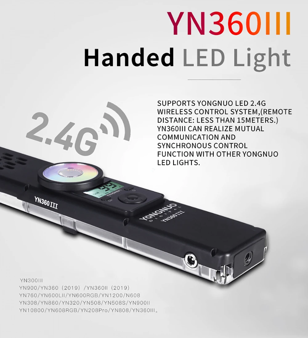 YONGNUO YN360 III YN360III ручной светодиодный светильник для видео с сенсорным регулированием Bi-colo 3200k до 5500k RGB цветовая температура с пультом дистанционного управления