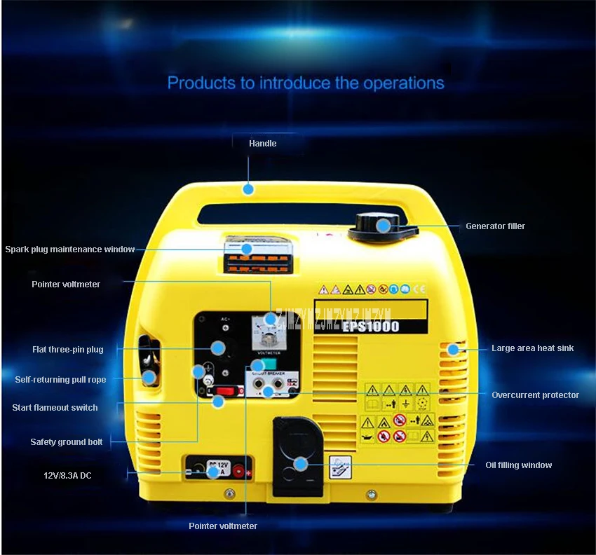 EPS1000 портативный бытовой бензиновый генератор домашний маленький тихий генератор однофазный бензиновый генератор 1000 Вт 220 В 88CC 4.2L