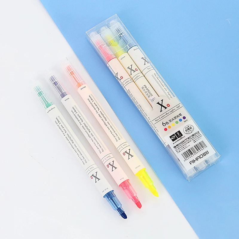 

3pcs/Set Double Head Highlighter School Office Supply Stationery Drawing Marker Pen