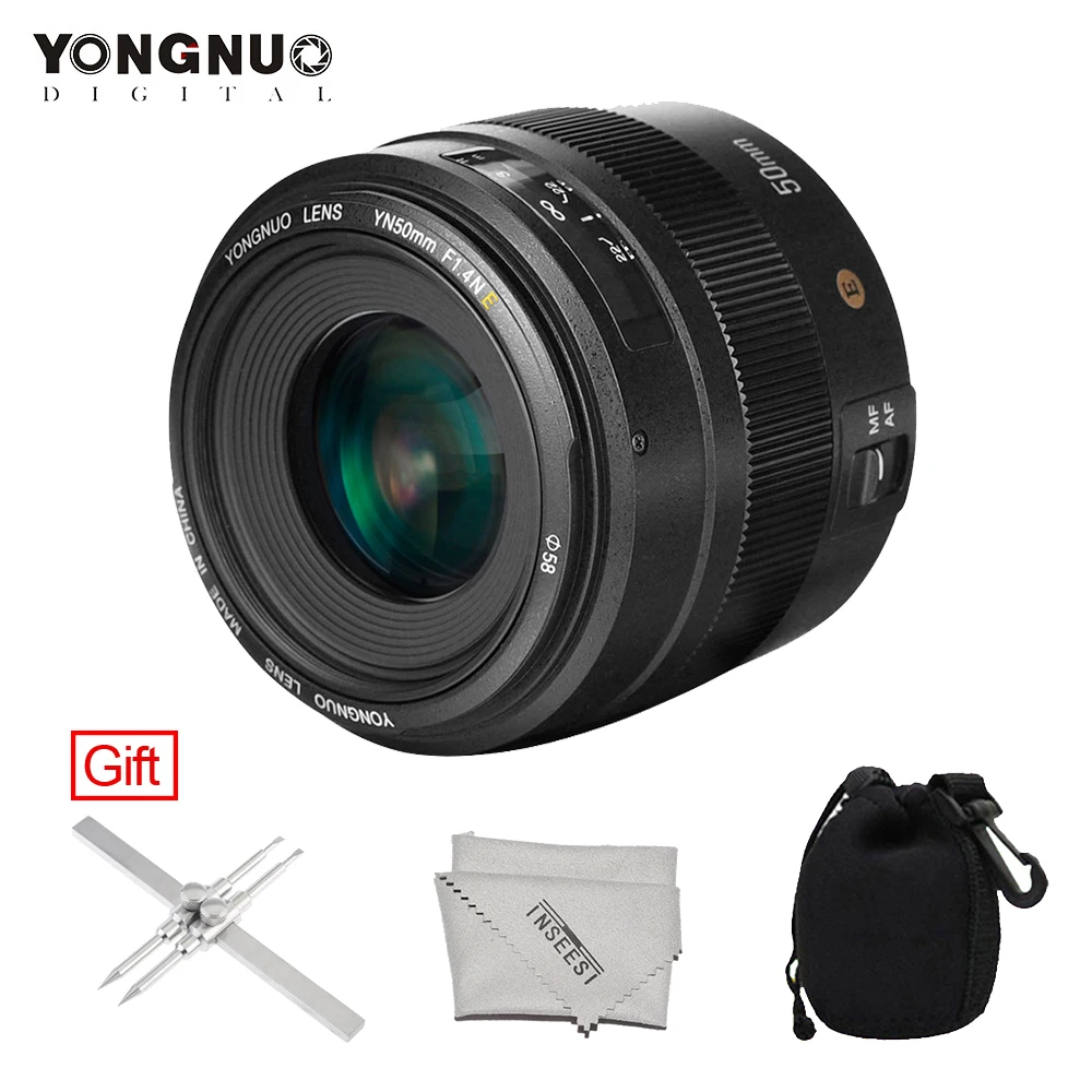 YONGNUO YN50mm F1.4N Стандартный объектив с фиксированным фокусным расстоянием F1.4 большой апертурой Авто фокусная линза для Nikon D5 D4 D3 D810 D800 D750 D300 и т. д