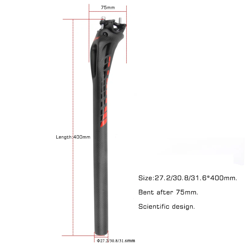 Ullicyc углерод Подседельный штырь, смещение 25 мм 27,2 30,8 31,6 Mtb дорожный велосипед Подседельный штырь 3K матовый полый аэродинамический Байк Подседельный штырь углеродного волокна части велосипеда