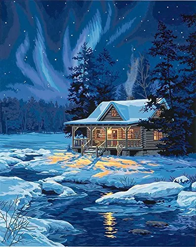 Beautiful Nature Snow Winter night diy diamond painting pasted needlework square drill home decoration Cross Stitch|stitch remover|stitch toystitching thread -
