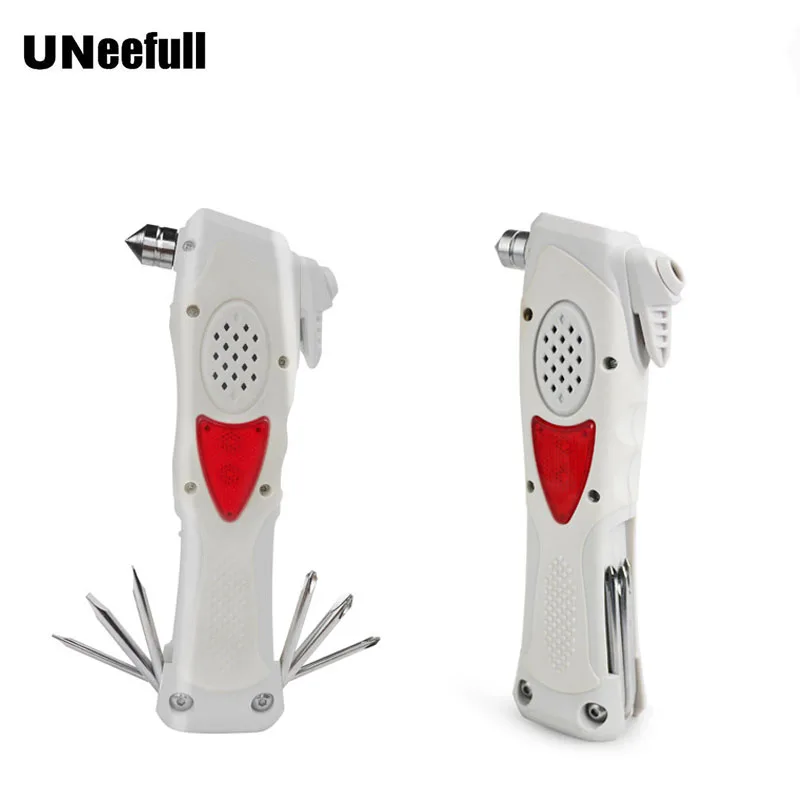 

UNeefull Multi-function screwdriver tool kit Car safety hammer Emergency tools for car Broken window tire pressure gauge Alarm