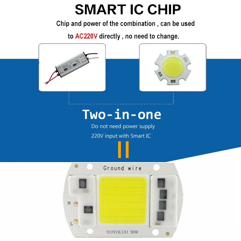 2 шт./лот COB лампы Чип 15 Вт 20 30 50 220V вход Smart IC драйвера пригодный для DIY LED прожектор
