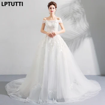 

LPTUTTI Lace Embroidery New Sexy Vintage Princess Bridal Marriage Gown Bride Simple Party Events Long Luxury Wedding Dress