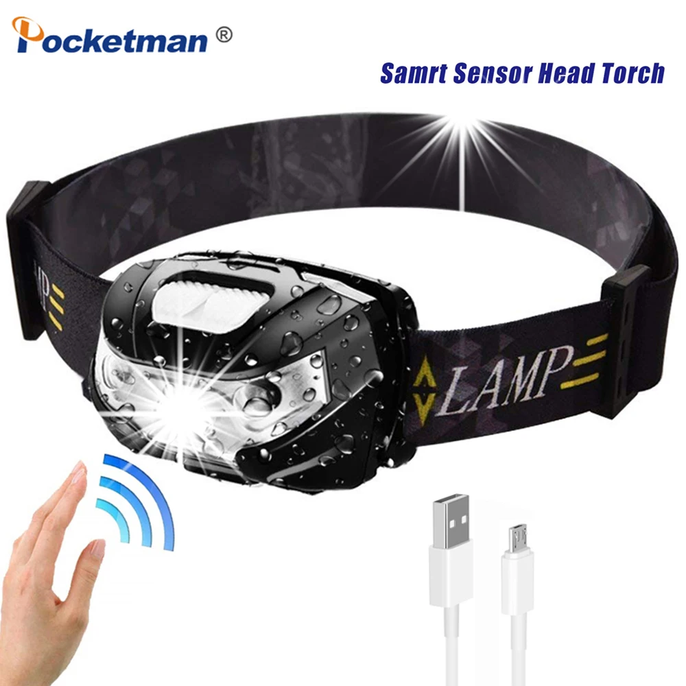 Налобный фонарь Pocketman светодиодный ультра яркий с датчиком движения 5 лм