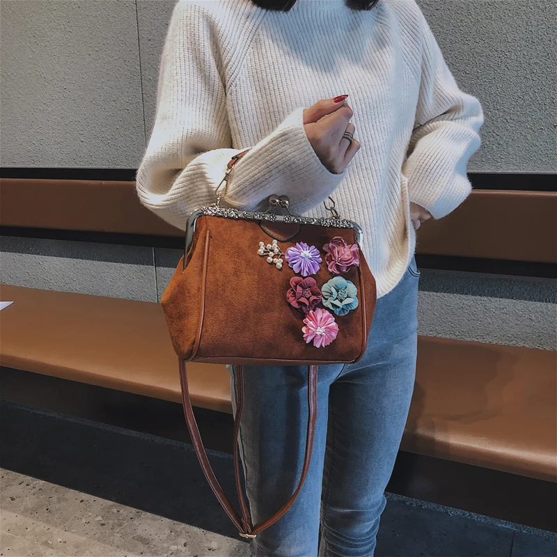 Three-dimensional Simulation Flowers Women Peacock Embroidery Messenger Bag Frame PU Leather Tote Handbag Purse Crossbody Bag (23)