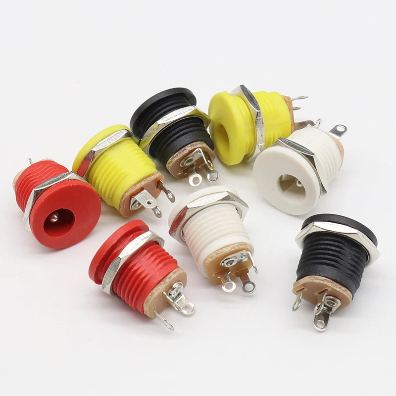 

8pcs Red Yellow Black White DC Jack socket 5.5*2.1mm DC power jack DC power outlet dc socket panel