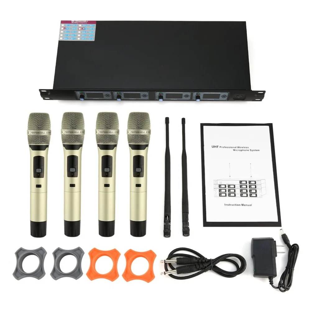 

GTD Audio 4x800 Paths UHF Diversity Wireless Handheld Microphone Mic System Superior Sound Quality Professional Feature