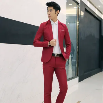 

Helisopus New Slim Fits Mens Wedding/Party Suits Tuxedos Male Jacket Plus Pants Business Formal Two-Piece Blazer Suit