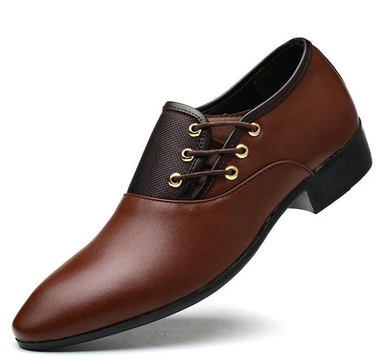 Men's Wedding Shoe Oxfords For Mens Shoes Formal Leather Black Brogues Dress Shoe Lace-Up Men Casual Shoes Oxfords Large Size 47 (4)