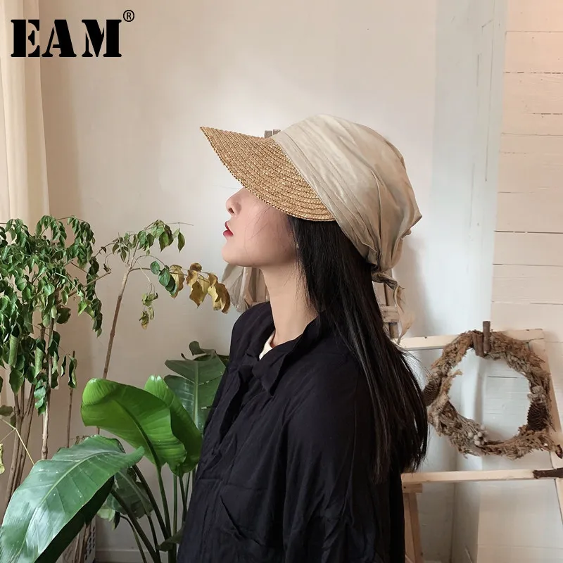 

[EAM] 2019 New Spring Summer Round Dome Split Joint Bandage Temperament Fishermen Hat Women Fashion Tide All-match JR001