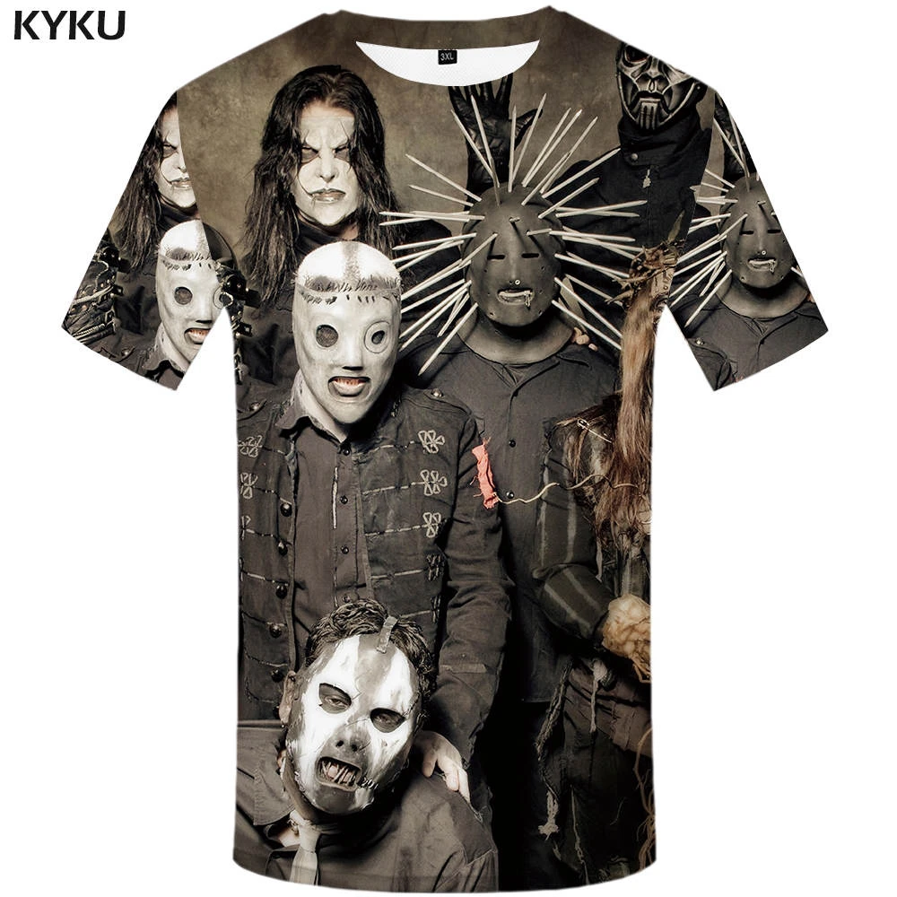 KYKU бренда в готическом стиле рубашка футболка Slipknot для девочек панк рок с принтом