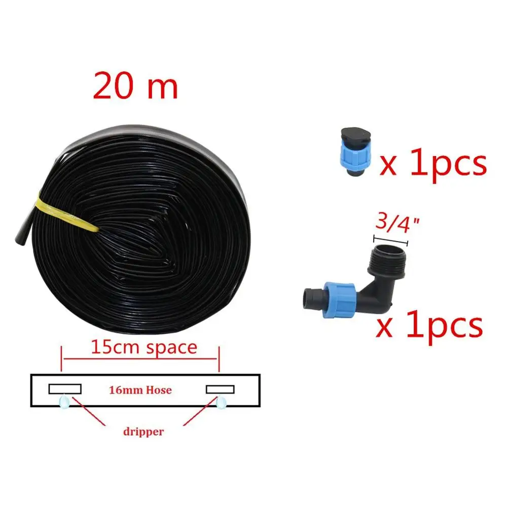 16 мм капельная лента для капельного орошения ремень для полива комплект плоский уплотненный шланг 0,2 мм толщина 150 мм пространство - Цвет: black