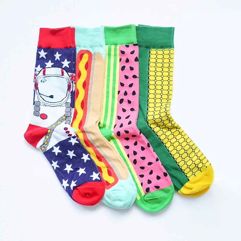 Adult Size Summer Socks Crew Corn Cob Popcorn Watermelon Seed Nasa Aeronautics font b Salad b