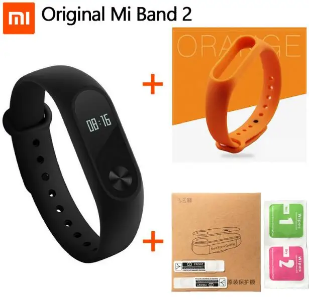 Xiaomi mi браслет 2 Смарт Браслет mi Band 2+ умный пульсометр фитнес тачпад Прямая поставка - Цвет: Оранжевый