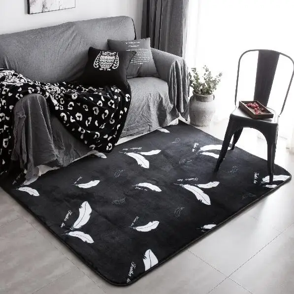 INS Large Super Soft Carpet Flannel black and white Prayer Rug 15mm thick soft for living room play mat Non-slip tapis blanket