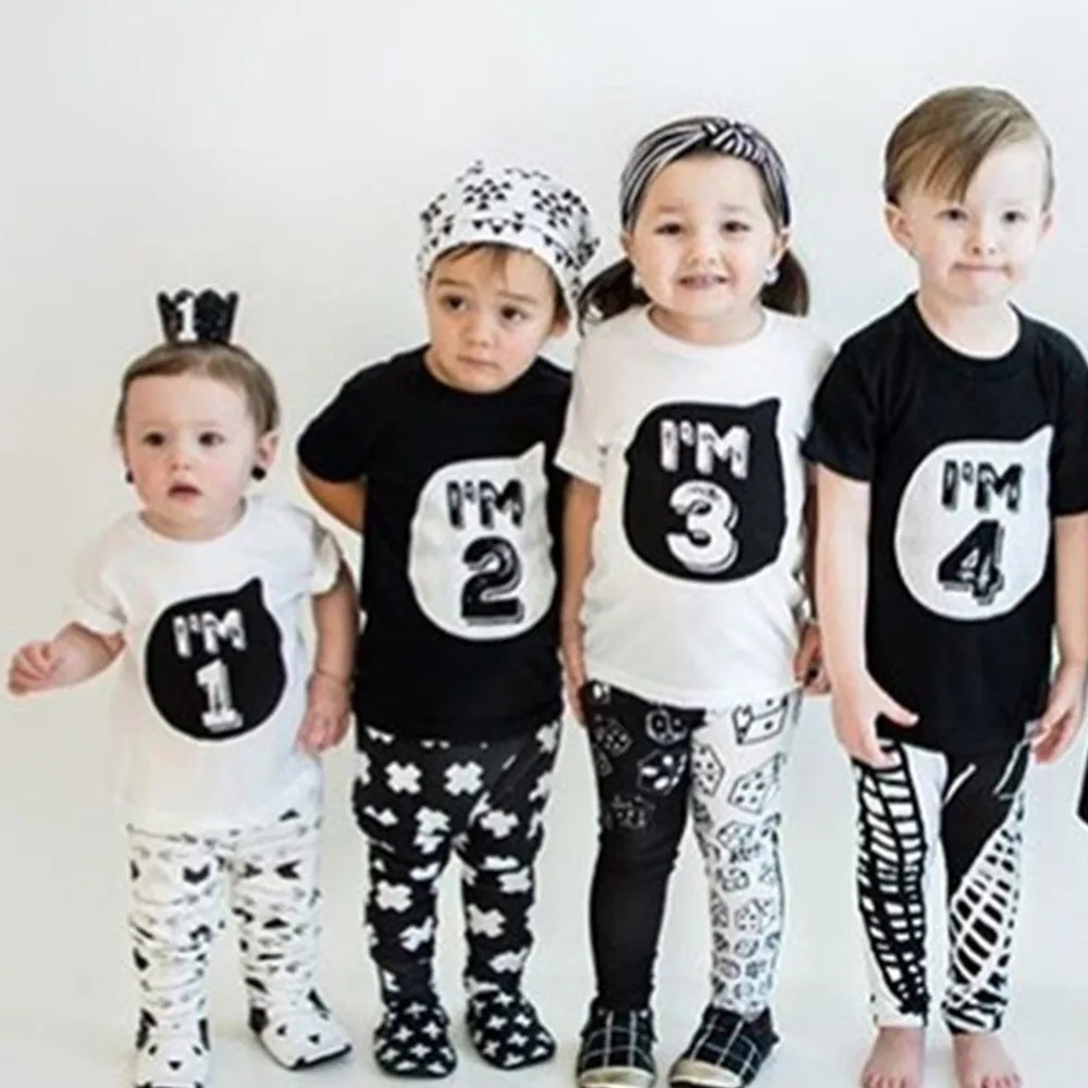 Toddler Child Summer Short Sleeve T-Shirt Kids White Black T Shirts For Baby Boy TShirt Girl Tops Tees 1 2 3 4 Years Birthday цена Toddler Child Summer Short Sleeve T-Shirt Kids White Black T Shirts For Baby Boy TShirt Girl Tops Tees 1 2 3 4 Years Birthday цены онлайн