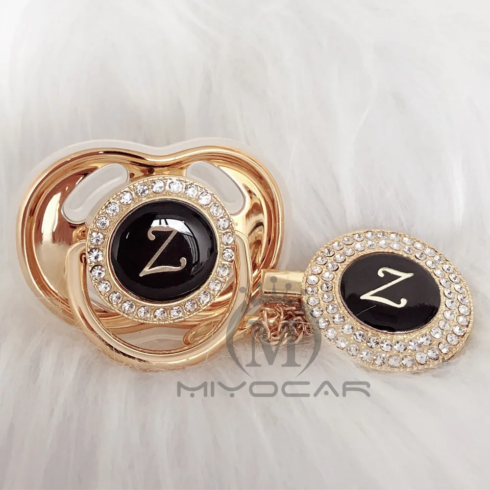 

MIYOCAR Initial letter Z name elegant silver bling pacifier and pacifier clip BPA free dummy bling unique design SGS pass LZ