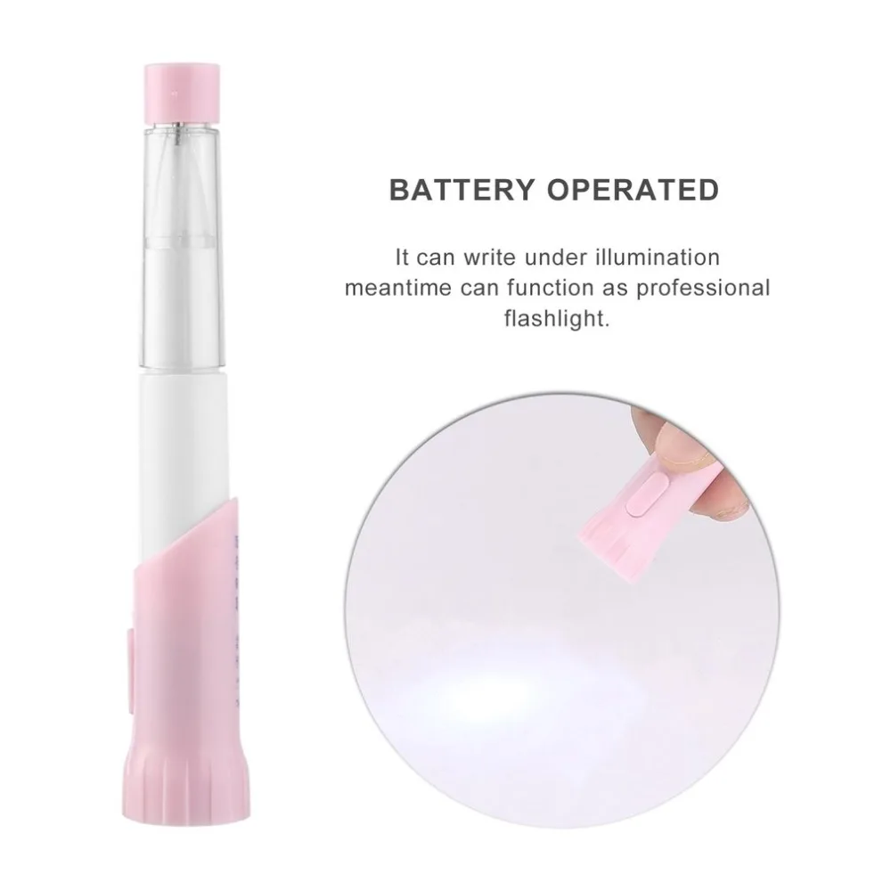 2 in 1 Emergency Flashlight Dual Use LED Pen Ball Point for Students Gift Pink/Green/Blue |